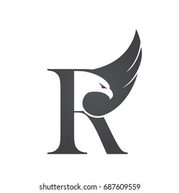 Vector Black Single Letter R Eagle Logo