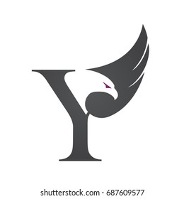 Vector Black Single Letter Y Eagle Logo