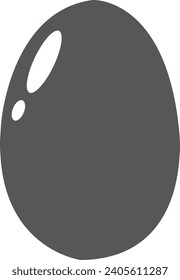 Vector BLACK single realistic animal egg. Chicken egg isolated with soft shadows on white background. Template for Easter holiday.