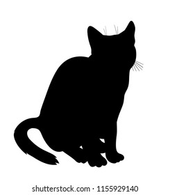 Vector Black Sitting Cat Silhouette Stock Vector (Royalty Free ...