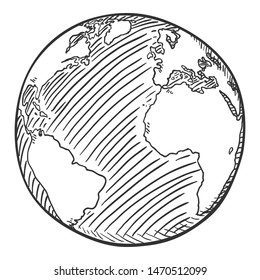 Vector Black Sketch Globe Illustration