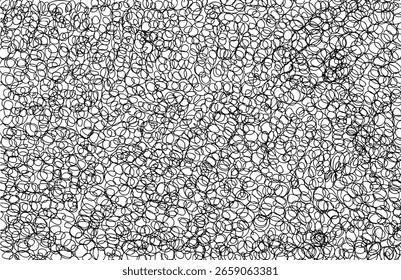 Schwarze Skizzenschraffur in Vektorgrafik. Verdrehte Locken zu einer Feder. Abstrakte Texturen. Stift doodle freehand striche kreide kritzele linie skizze grunge handgemacht. Dünne wirbelnde Linien ritzen Kreide, Zeichnung.