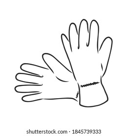 Vector Black Sketch Illustration - Textile Workers Gloves, gloves vector sketch illustration