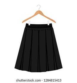 Vector  black skirt template, design fashion woman illustration. Women box pleated skirt on hanger