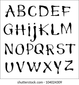 Vector black sleazy alphabet on a white background. / Vector alphabet.