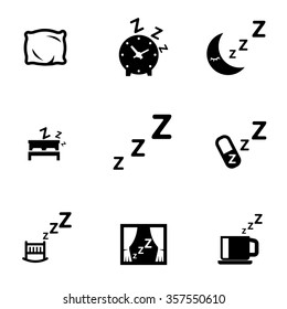 Vector Black Sleep Icon Set.