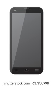 Vector black smartphone mockup with blank screen.
