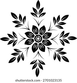 Vector negro copo de nieve diseño floral