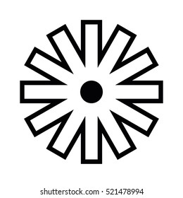 Vector. Black snowflake icon, logo flat style, design elements on a white background. Logo geometric flower with petals or wheel