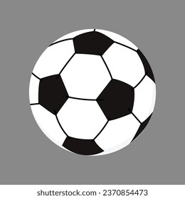 Vektorschwarzer Fußballball auf weißem Hintergrund, einfaches Vektorelement zur Turniergrafik.