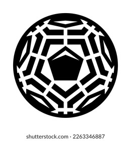Vector black soccer ball with pentagonal line texture on white background. Football symbol.