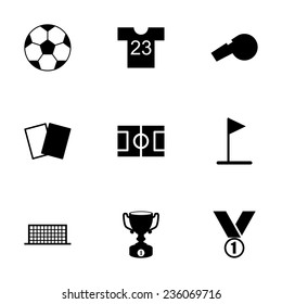 Vector black soccer icon set on white background