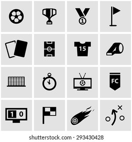 Vector black soccer icon set on grey background