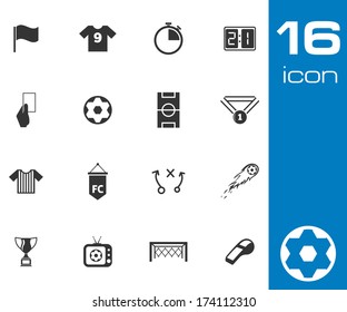 Vector black soccer icons set on white background