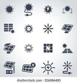 Vector Black Solar Energy Icon Set.