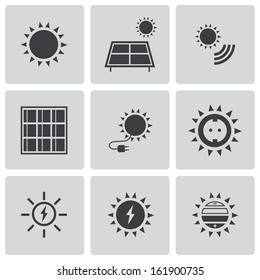 Vector Black Solar Energy Icons Set