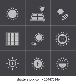 Vector black solar energy icons set