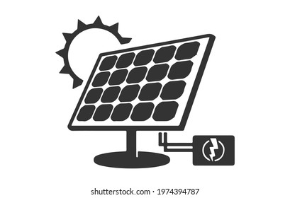 vector black solar panel icon on white background