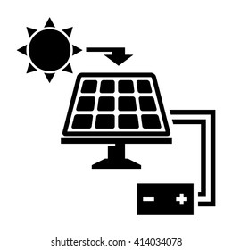 Vector black solar panel icon on white background