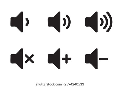 Vector black sound flat icons set