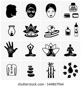 vector black Spa icons set