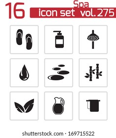 Vector black spa icons set on white background