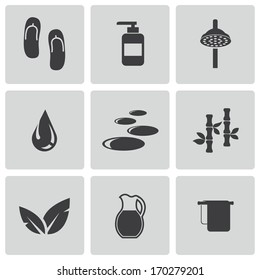 Vector black spa icons set on white background