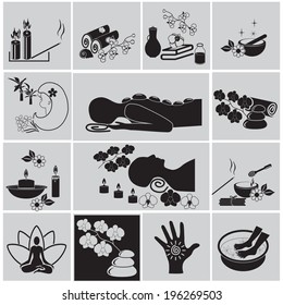 vector black Spa icons set