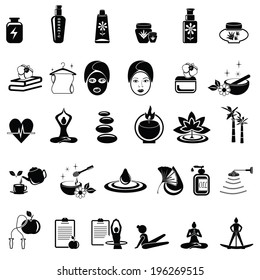 vector black Spa icons set