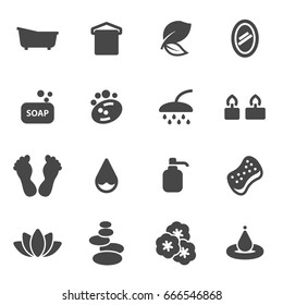 Vector black spa icons set on white background