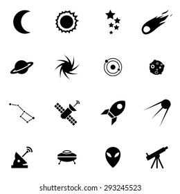 Vector black space icon set.