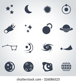 Vector black space icon set.