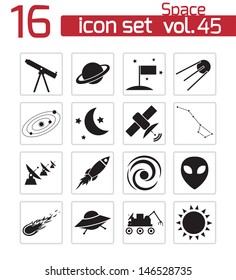 Vector black space icons set