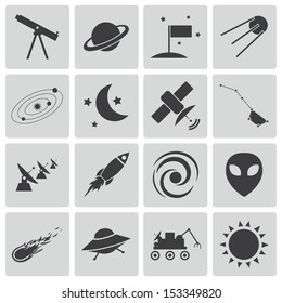 Vector Black  Space Icons Set