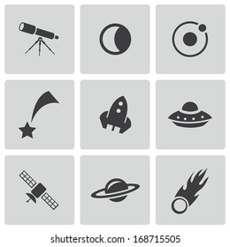 Vector black space icons set on white background