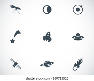 Vector black space icons set on white background
