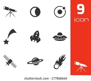 Vector black space icons set on white background