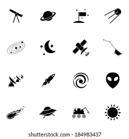 Vector black  space icons set on white background