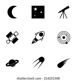 Vector black space icons set on white background