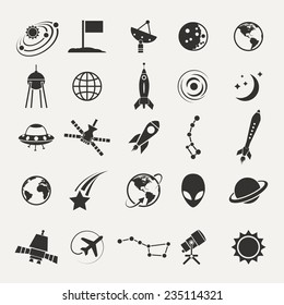 Vector black space icons set on white backgroundVector black space icons set on white background