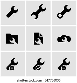 Vector black spanners icon set.