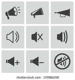 Vector black speaker icons set