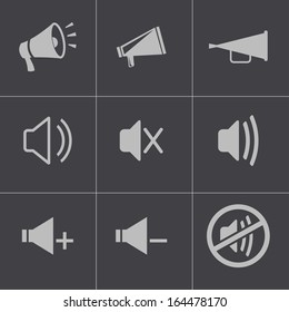 Vector black speaker icons set