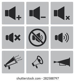 Vector black speaker icons set