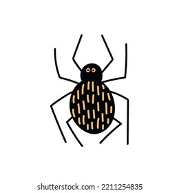 Vector black spider clip art. Hand drawn cute spider illustration