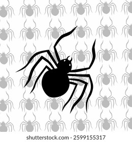 Vector black spider with lack spider pattern with faint colors