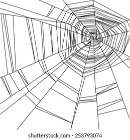 Vector black  spider web isolated on the  white background