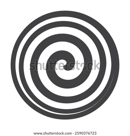 Vector black spiral in a circle on a white background, resembling a hypnotic wheel. Simple graphic with a dynamic effect. Isolated on white background.