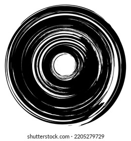 Vector Black Spiral Grunge Pattern Isolated on White Background.