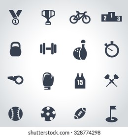 Vector black sport icon set.